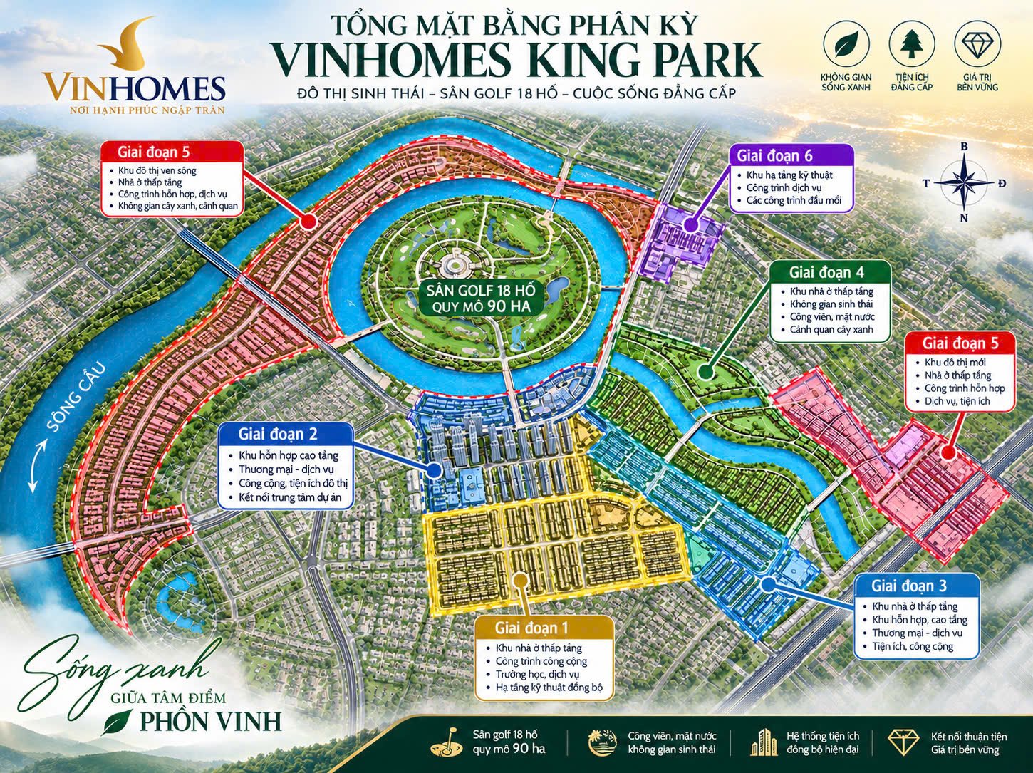 vị trí sân golf 18 hố vinhomes king park