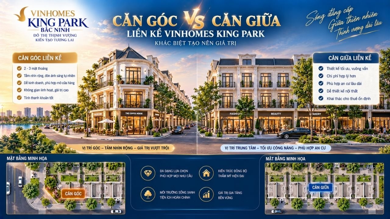 căn góc và căn giữa dự án Vinhomes king park