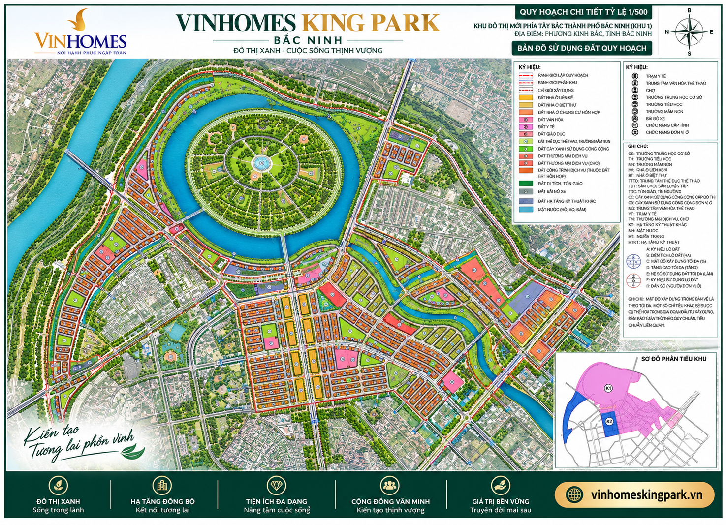 quy hoạch 1/500 dự án vinhomes king park bắc ninh