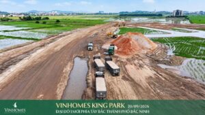xe tải và xe cơ giới tập kết dự án Vinhomes King Park